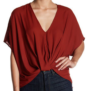 Lush olive green flowy knot-top